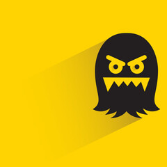funny monster with shadow on yellow background