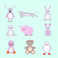 Set with animals for babies and little kids,vector pictures isolated on white background