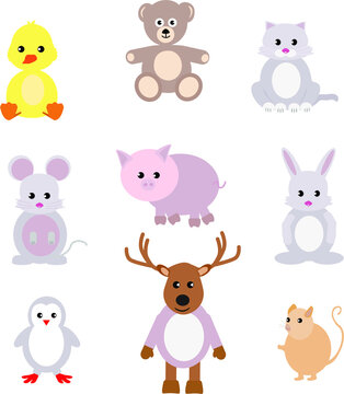 Set with animals for babies and little kids,vector pictures isolated on white background