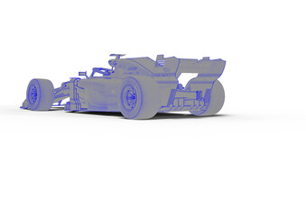 3D render image representing computer aided design of a race car