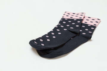 Pair of women socks on a white background.
