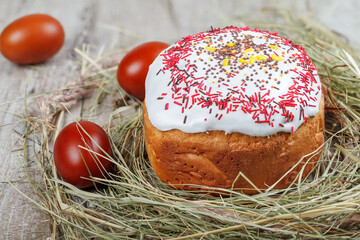 Festive Easter cake on a light background