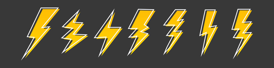 Set Modern Lightning bolt vector illustration. Lighting Flash Icons Collection