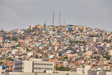 Izmir City panoramic view from building in city.
