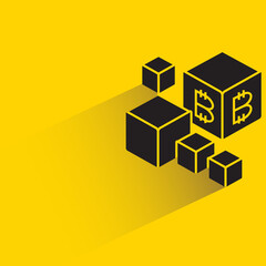 bitcoin cube drop shadow yellow background