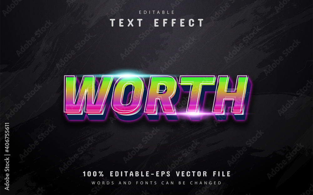 Poster worth text, 3d gradient style text effect