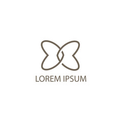 love logo outline illustration butterfly design vector template