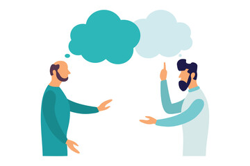 People with thoughts on a white background. Communication concept. Flat people chatting, dialogue illustration.