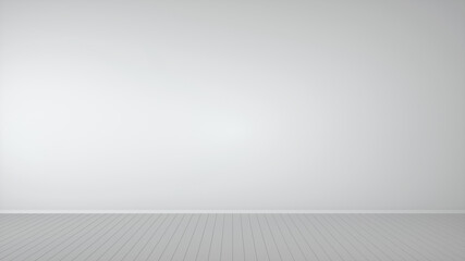 Empty white room with parquet floors. Mock-up template for display or montage of product. 3d rendering
