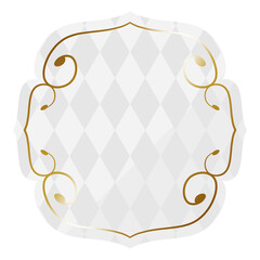 エレガントな唐草フレーム　ホワイト＆ゴールド	　全面にダイヤパターン