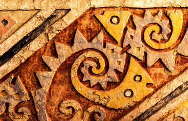 Relieve de la cultura mochica, ubicado en el complejo arqueológico El Brujo.