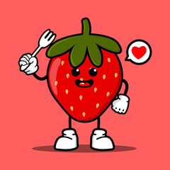 cute red strawberry cartoon mascot character