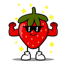 cute red strawberries cartoon mascot character