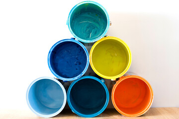Paint cans color palette stacked