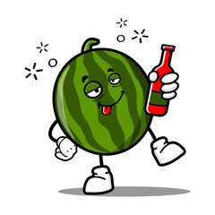 cute watermelon cartoon mascot character