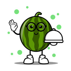 cute watermelon cartoon mascot character