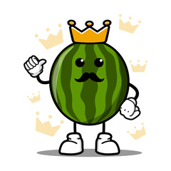 cute king watermelon cartoon mascot character