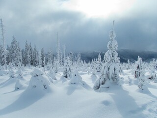 beautiful winter weather in czech krkonose mountains