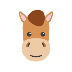 Horse head. Farm animal face in flat style. Vector illustration isolated on white