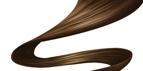 healthy shape brown hair.Isolate background and painting illustration.