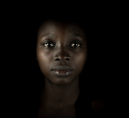 Young black African American woman portrait in indoors