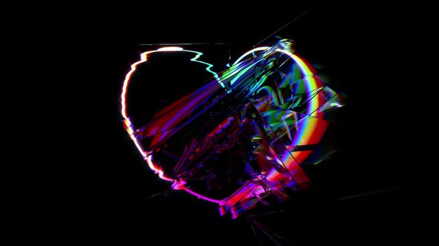 Cyberpunk si-fi neon glitch grange heart animation