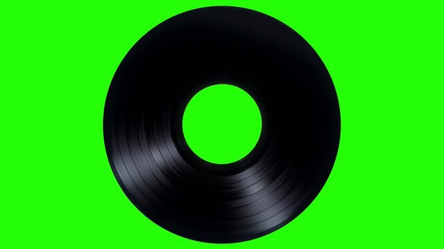 Vinyl Record is rotating on a Green Screen. 4K