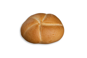 Fresh kaiser roll isolated on white background. clipping path.
