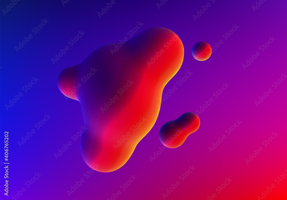 Poster fluid design liquid blobs with vibrant intense colors abstract background