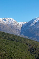 fantastic nature landscape, with the Serra da Estrela in the background, with lots of snow. Portugal