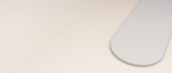 The abstract light gray thin podium on the empty cream-colored area for products Ideas and creativity copy space. 3d rendering