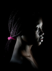 Young black African American woman portrait in indoors