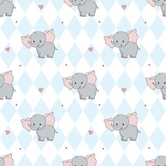 Hand drawing sweet elephant pattern illustration vector. Print for kids.