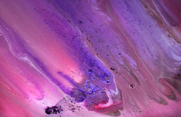 Pink-gray-lilac marble background. The acrylic paint mixes freely and creates an interesting...