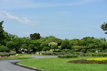 Spring Formal Garden. Beautiful garden of colorful flowers.Landscaped Formal Garden. Park. Beautiful Garden