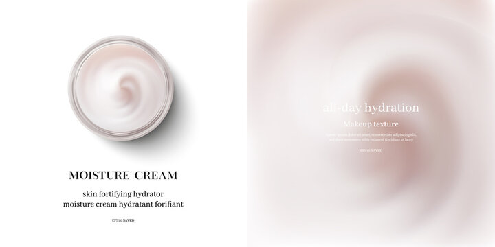 moisturizing cream or swirl cosmetic cream, top view vector.