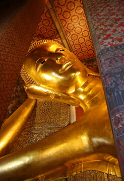 15 Meters High Gigantic Reclining Buddha Image of Wat Pho Temple Complex Located in Phra Nakhon District, Bangkok, Thailand