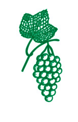 Grapes, vector illustration, bunch of grapes with leaf, sketch