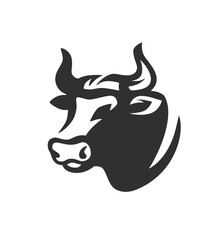 Bull head black on white