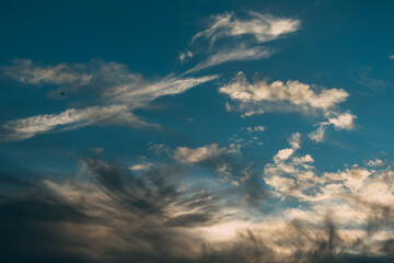 clouds, sun and blue sky.