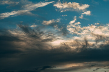 Sunset with clounds and blue sky.