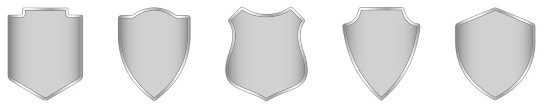 Silver shield icon collection. Vector illustration