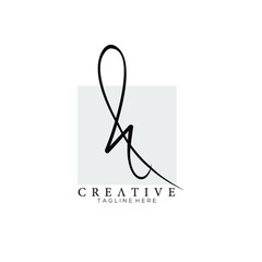 Elegant Letter H Black Handwriting Signature Logo Design Template with Square Background