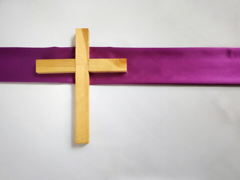 Lent Season,Holy Week and Good Friday concepts - wooden cross image in vintage background. Stock photo.
