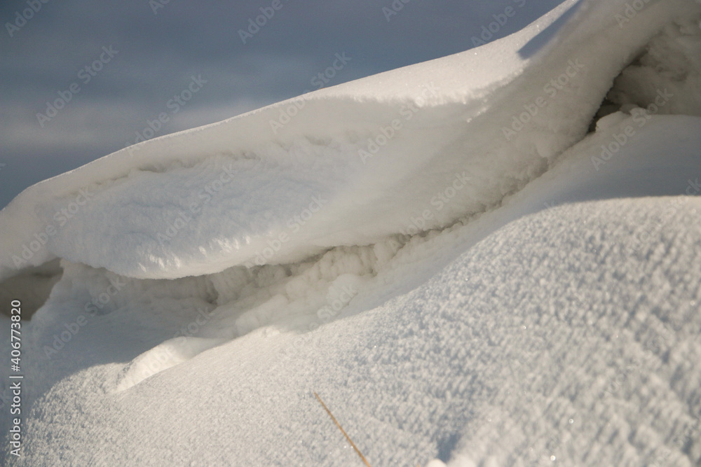 Wall mural snow covered hills. snow wall.