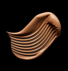 Makeup foundation stroke isolated on black background