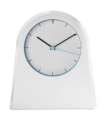 Elegant modern alarm clock isolated on white