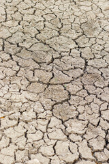 Cracked soil due to no rainfall and dry climate or drought.