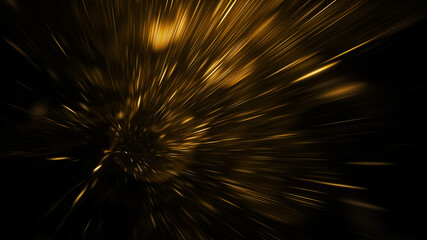 Fototapeta premium Abstract golden fireworks. Holiday background with fantastic light effect. Digital fractal art. 3d rendering.