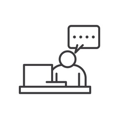 Businessman avatar on desk with communication bubble vector design